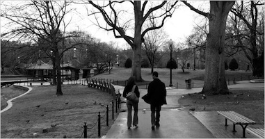 GUY AND MADELINE ON A PARK BENCH