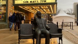 Roger Ebert statue outside the Virginia Theather