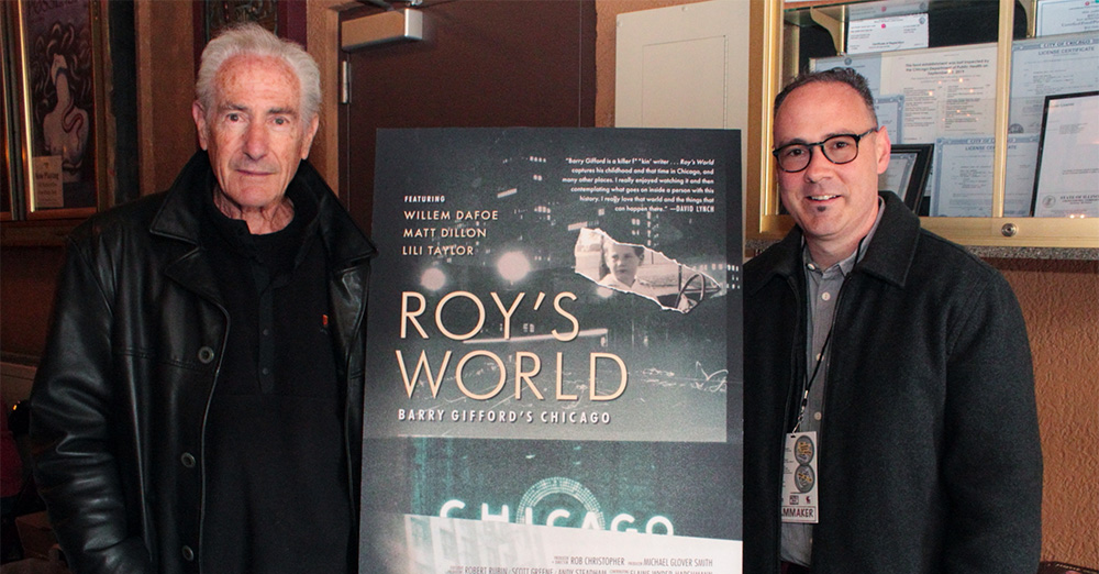 Barry Gifford (left) with ROY'S WORLD director Rob Christopher at the American Cinematheque, 2021